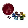 Chakra klankschalen set gekleurd met draagtas 8 cm