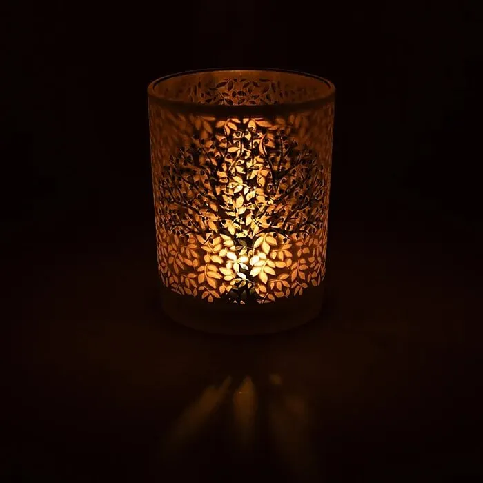 Sfeerlicht matglas/metallic Levensboom klein