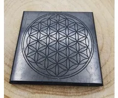 Shungiet plaat 10 cm met flower of life