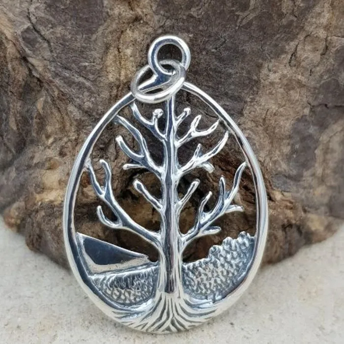 Levensboom zilver hanger