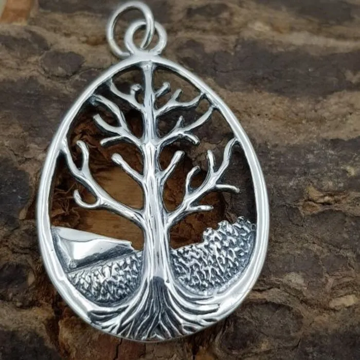 Levensboom zilver hanger