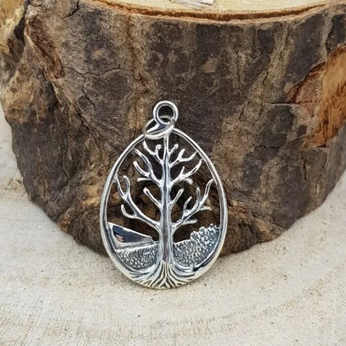 Levensboom zilver hanger