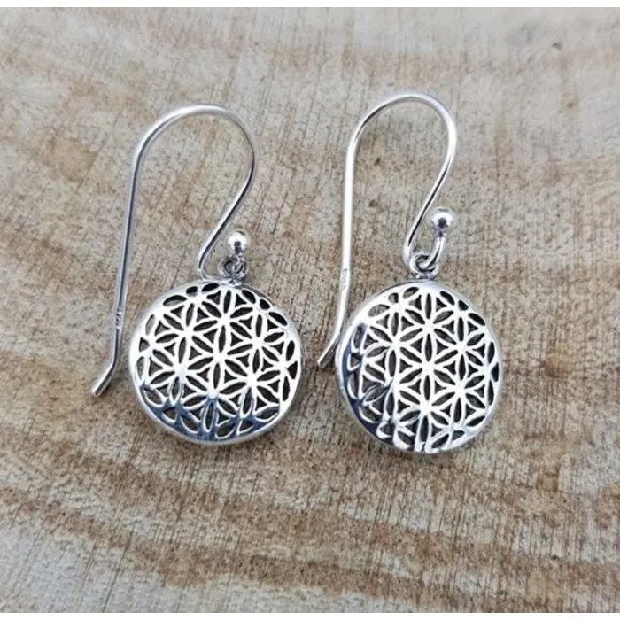 Zilveren oorbellen Flower of Life