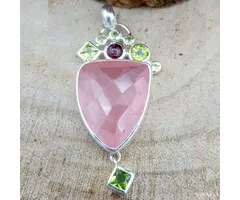 Hanger van Rozenkwarts in Sterling Zilver
