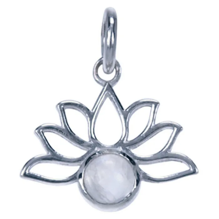 Zilver hanger Lotus met maansteen klein