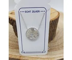 Levensboom zilver met collier