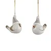 Kerst vogel keramiek wit 2 stuks