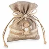 Jute zakje met houten engel
