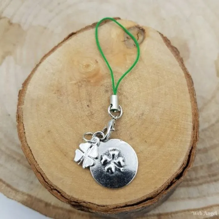 Klavertje Vier Gelukshanger Metaal Rond met kaartje