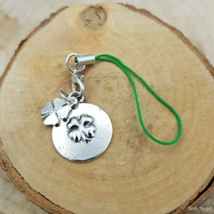 Klavertje Vier Gelukshanger Metaal Rond met kaartje