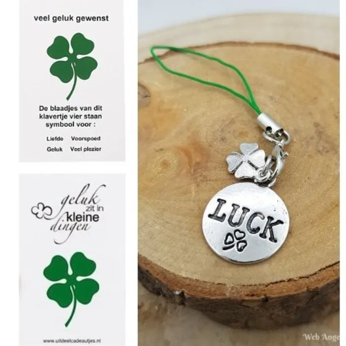 Gelukshanger Klavertje Vier - Luck met kaartje