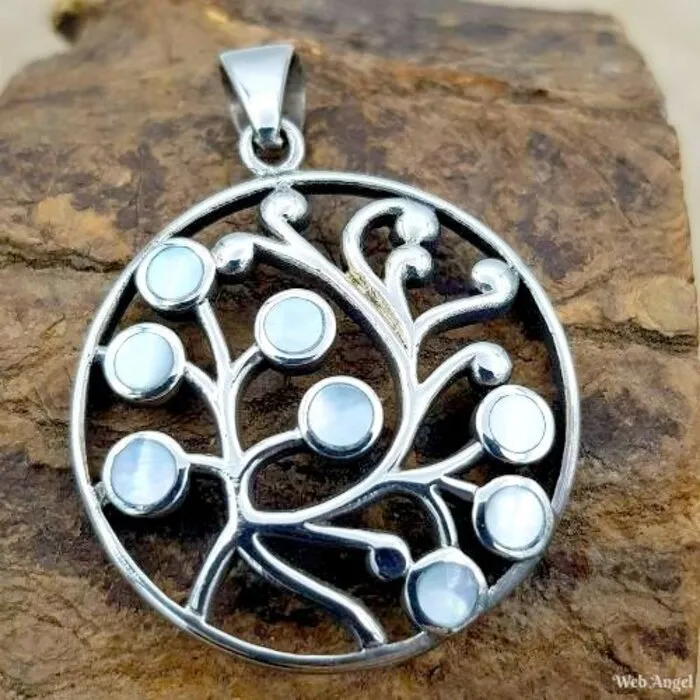 Zilveren Hanger Levensboom Met Parelmoer