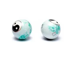 Meridiaankogels Yin Yang wit groen 4 cm