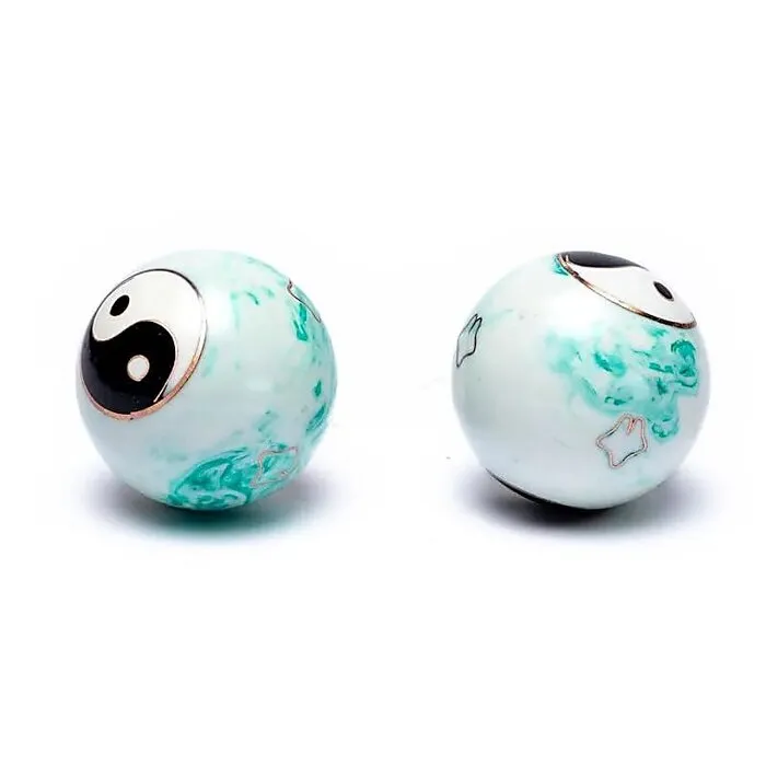 Meridiaankogels Yin Yang wit groen 4 cm