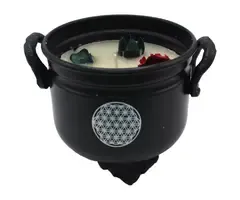 Heksenketel Kaars Levensbloem witte salie