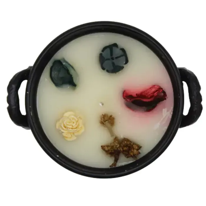 Heksenketel Kaars Levensbloem witte salie