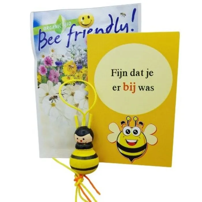 Bijen cadeau - fijn dat je er bij was - in organzazakje