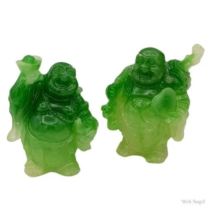 Chinese Boeddha's Jadegroen 6 cm -  set van 2