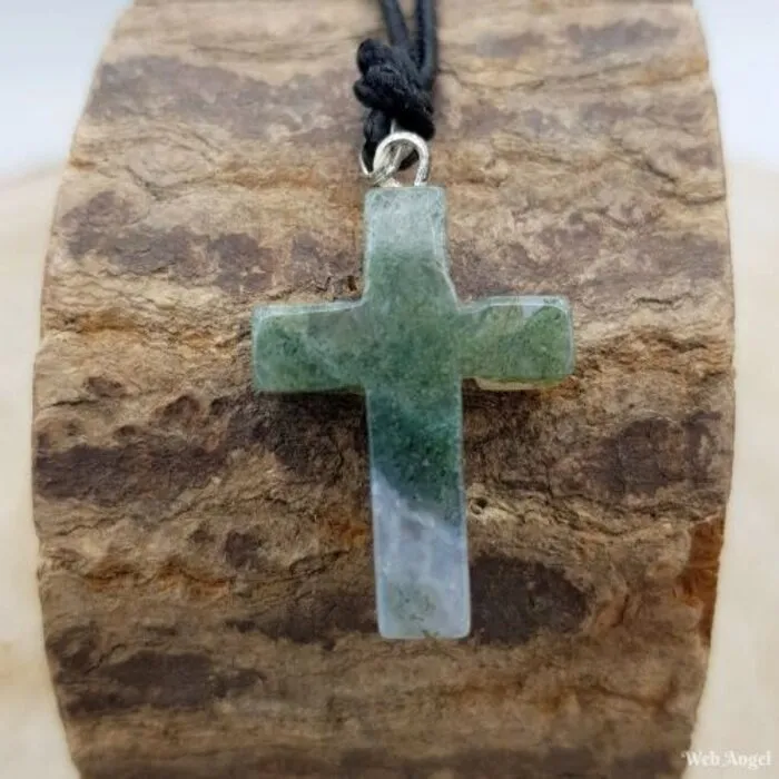 Edelsteenhanger Kruis Mosagaat 2,5 cm