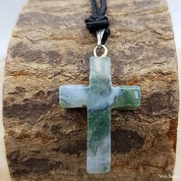 Edelsteenhanger Kruis Mosagaat 2,5 cm