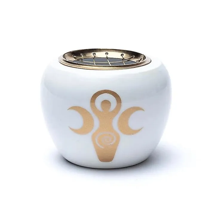 Wierookbrander wit & goud godinnensymbool