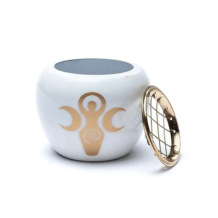 Wierookbrander wit & goud godinnensymbool