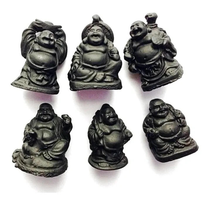 Boeddha setje zwart 6 stuks groot
