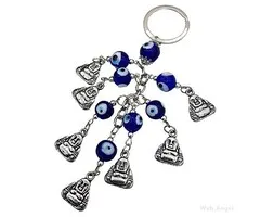 Blauwe boze oog sleutelhanger boeddha