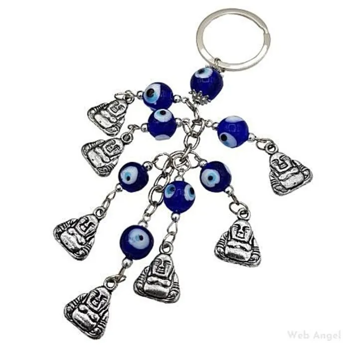 Blauwe boze oog sleutelhanger boeddha
