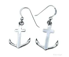 Oorbel anker en kruis zilver