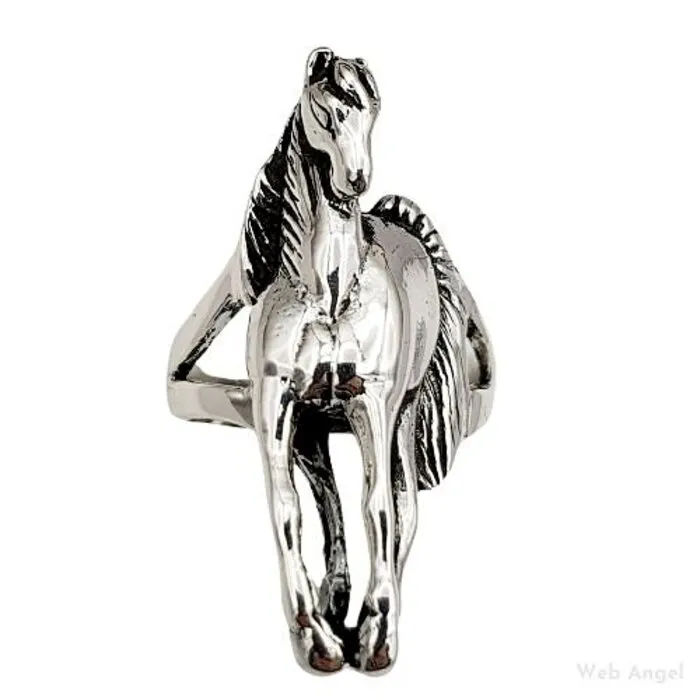 Ring met paard zilver