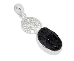 Hanger zilver zwarte toermalijn met levensboom