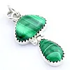 Zilveren hanger malachiet paddestoel