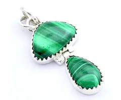 Zilveren hanger malachiet paddestoel