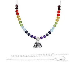 Chakra collier zilver met olifant