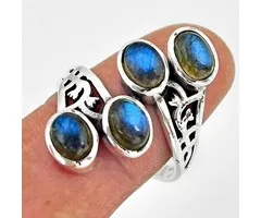 Ring zilver blauwe labradoriet maat 9