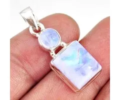 Zilver hanger regenboog maansteen