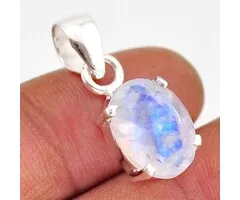 Zilver hanger regenboog maansteen
