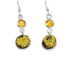 Oorbel zilver druzy citrien