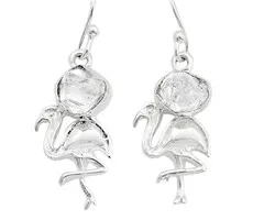 Flamingo orrbellen zilver met herkimer diamant