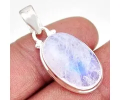 Zilver hanger regenboog maansteen