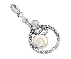 Hanger zilver slang met shiva schelp