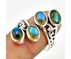 Ring zilver blauwe labradoriet maat 8