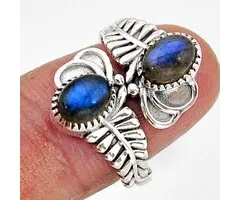 Ring zilver blauwe labradoriet maat 7