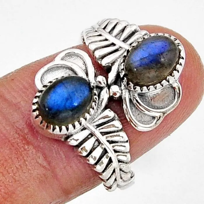 Ring zilver blauwe labradoriet maat 7