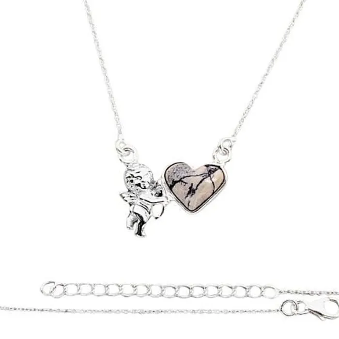 Halsketting Sterling Zilver Engel met Hartje