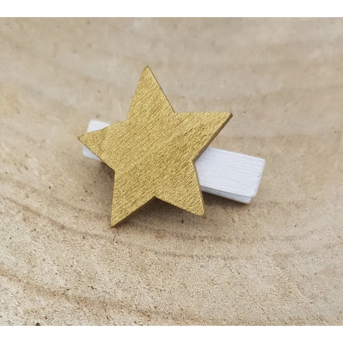 Knijper met Ster Goud 5 stuks