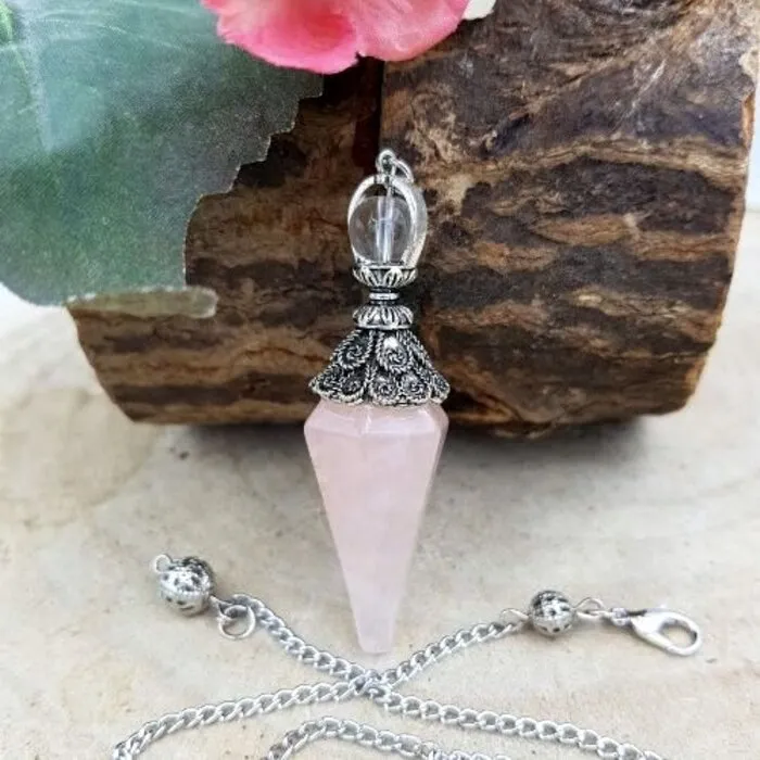 Pendel Rozekwarts gefacetteerd