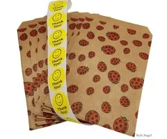 10 Cadeauzakjes  lieveheersbeestjes- 13,5 x 18 cm en  Stickers