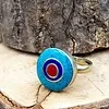 Tibetaanse Ring Maat 8,5 - Turkoois, Lapis Lazuli en Koraal